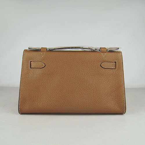 AAA Hermes Kelly 22 CM France Leather Handbag Light Coffee H008 On Sale
